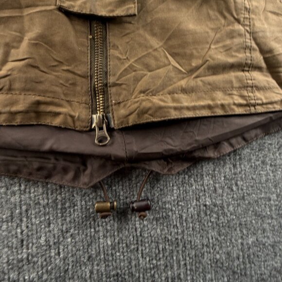 Barbour Winter Force Parka Fleece Lined USA Size 8 Waxed Jacket Women Brown - Picture 12 of 16